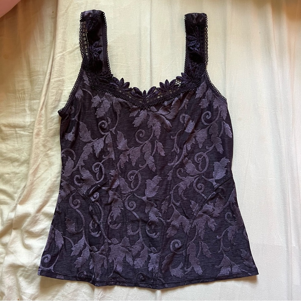 purple patterned top